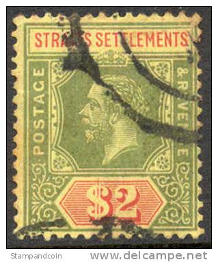 Straights Settlements #200 Used $2 Green & Red, Yellow From 1921 - Straits Settlements