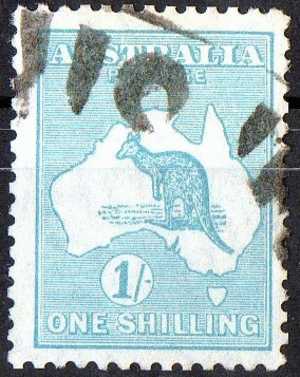 Australia 1929 1 Shilling Blue-green Kangaroo Small Mult Watermark (Wmk 203) Used  - Actual Stamp - Parcel - SG109 - Oblitérés