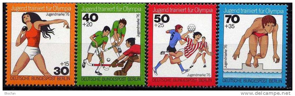 Olympiade 1976 Berlin 517/0 + BRD 882/5 ** 10€ Kugelstoßen Hockey Handball Schwimmen Basketball Rudern Turnen Volleyball - Estate 1976: Montreal