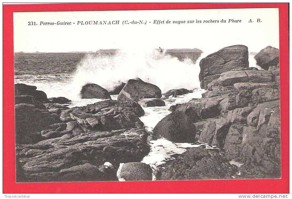 ° CPA 22 PLOUMANACH No231 PERROS-GUIREC EFFET DE VAGUE SUR LES ROCHERS DU PHARE A BRUEL ANGERS MORE PLOUMANACH FOR SALE - Ploumanac'h