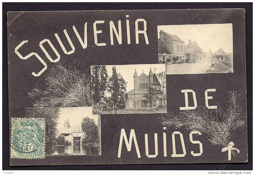 CPA  ANCIENNE- FRANCE- MUIDS (27)- CARTE SOUVENIR DE MUIDS AVEC VUES MULTIPLES- FOND NOIR - Muids