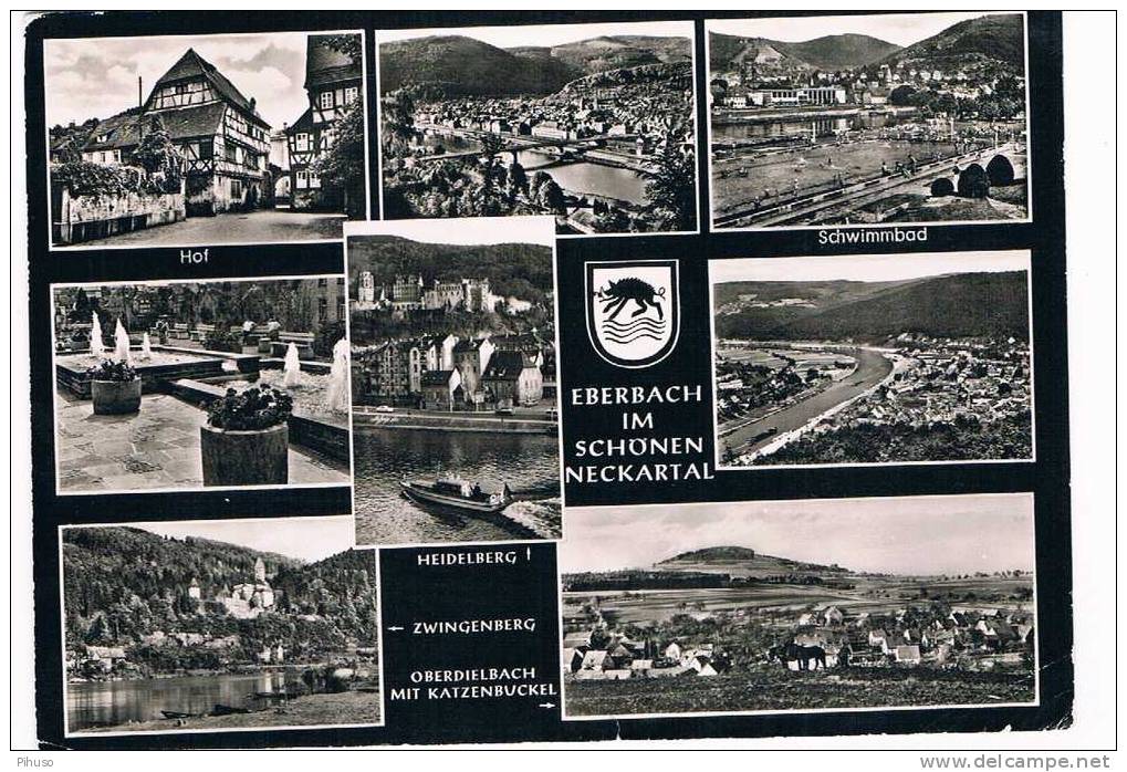 D1118   EBERBACH : Gruss Aus ( 8-picture Postcard) - Eberbach