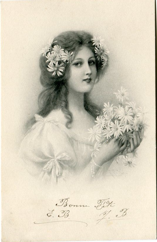 VIENNE - Gracieuse Jeune Femme Avec Marguerites Dans Les Cheveux Et En Bouquet - Wichera