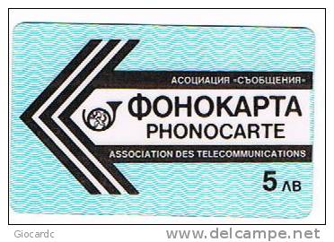 BULGARIA - MAGNETICA - B.T.C.  1989: ASSOCIATION DES TELECOMMUNICATIONS 5 LEV - USATA (USED) - RIF. 7558 - Bulgarien