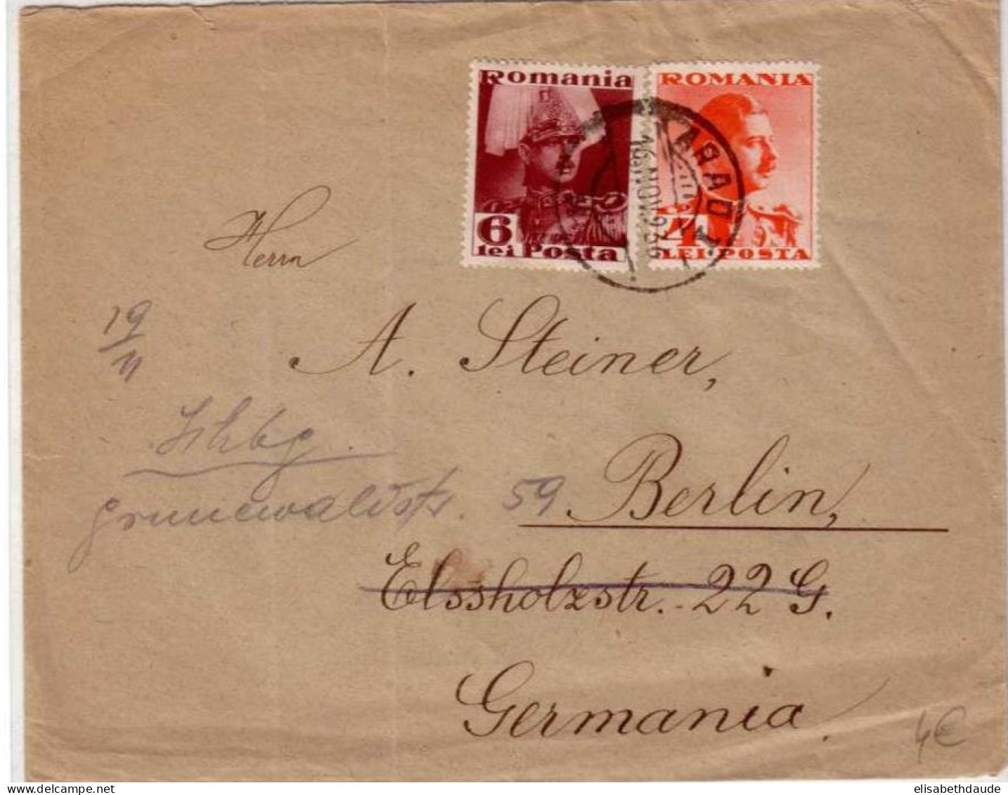 ROUMANIE - 1936 - LETTRE De ARAD  Pour BERLIN - Storia Postale