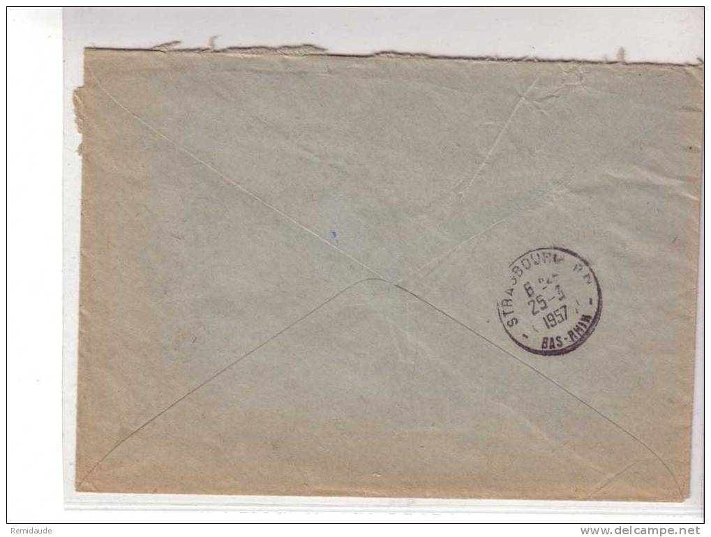 ROUMANIE - 1957 - LETTRE RECOMMANDEE PAR AVION De BUCAREST Pour STRASBOURG (ALSACE) - Storia Postale