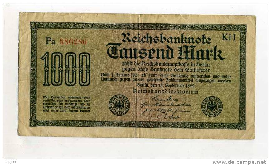 -ALLEMAGNE . 1000 M. 1922 - 1.000 Mark