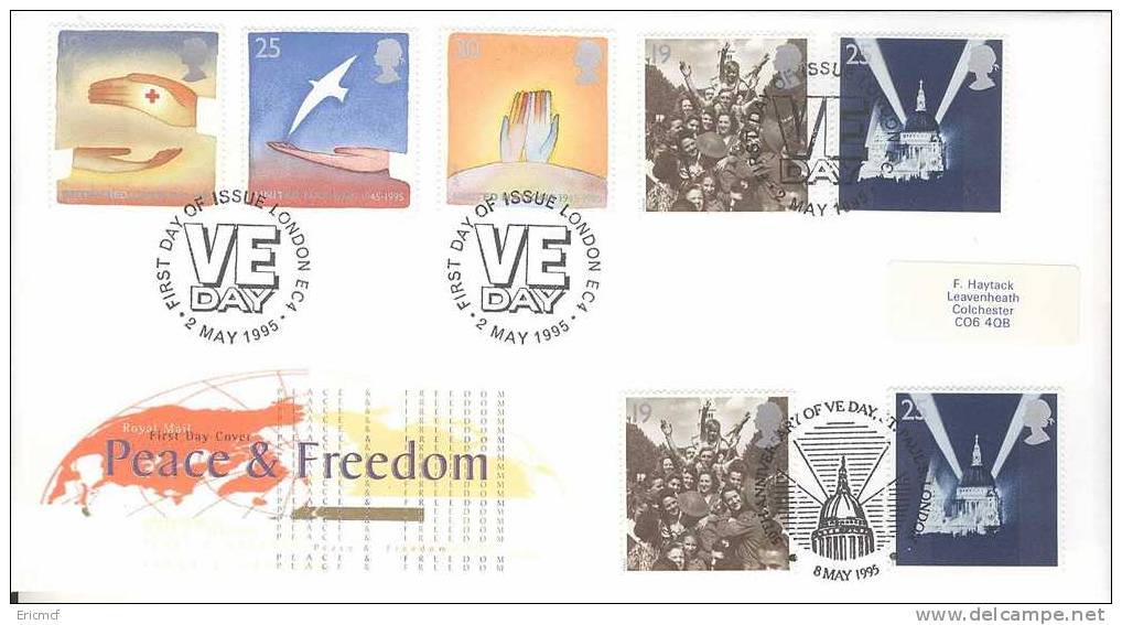 GB 1995 VE Day Peace Anniversary FDC Special Cancel - B - 1991-2000 Dezimalausgaben