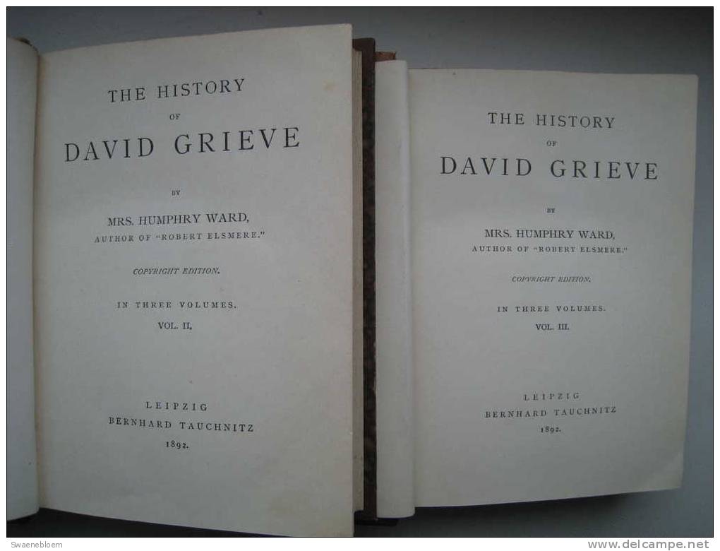 GB.- Book - The History Of David Grieve. By Mrs. Humphry Ward. Volume II And III. 5 Scans - 1850-1899