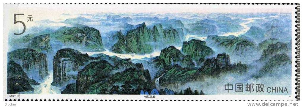 3 Schluchten Des Fluß Jangtsekiang 1994 China 2571 Als Block 68 ** 4€ Blick Auf Die Berge Mit Tempel Bloc Sheet Asia - Ungebraucht