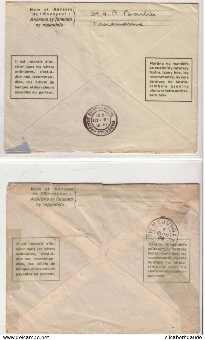 MADAGASCAR - 1934 - 2 LETTRES ENTIER POSTAL DIFFERENTES En ETAT MOYEN Pour La FRANCE - Covers & Documents