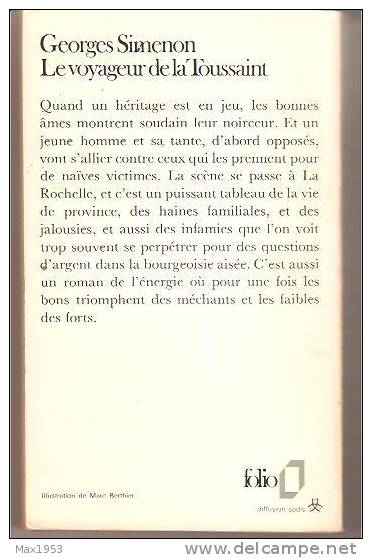 Simenon   Le Voyageur De La Toussaint  Collection FOLIO N° 932 - Simenon