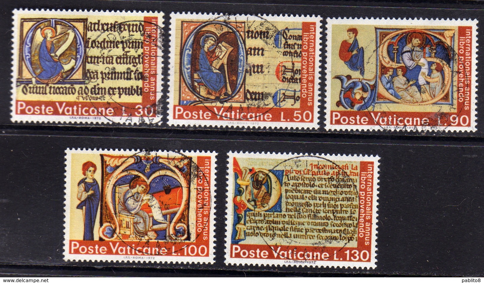 CITTÀ DEL VATICANO VATICAN VATIKAN 1972 ANNO DEL LIBRO BOOK YEAR SERIE COMPLETA COMPLETE USATO USED OBLITERE' - Used Stamps