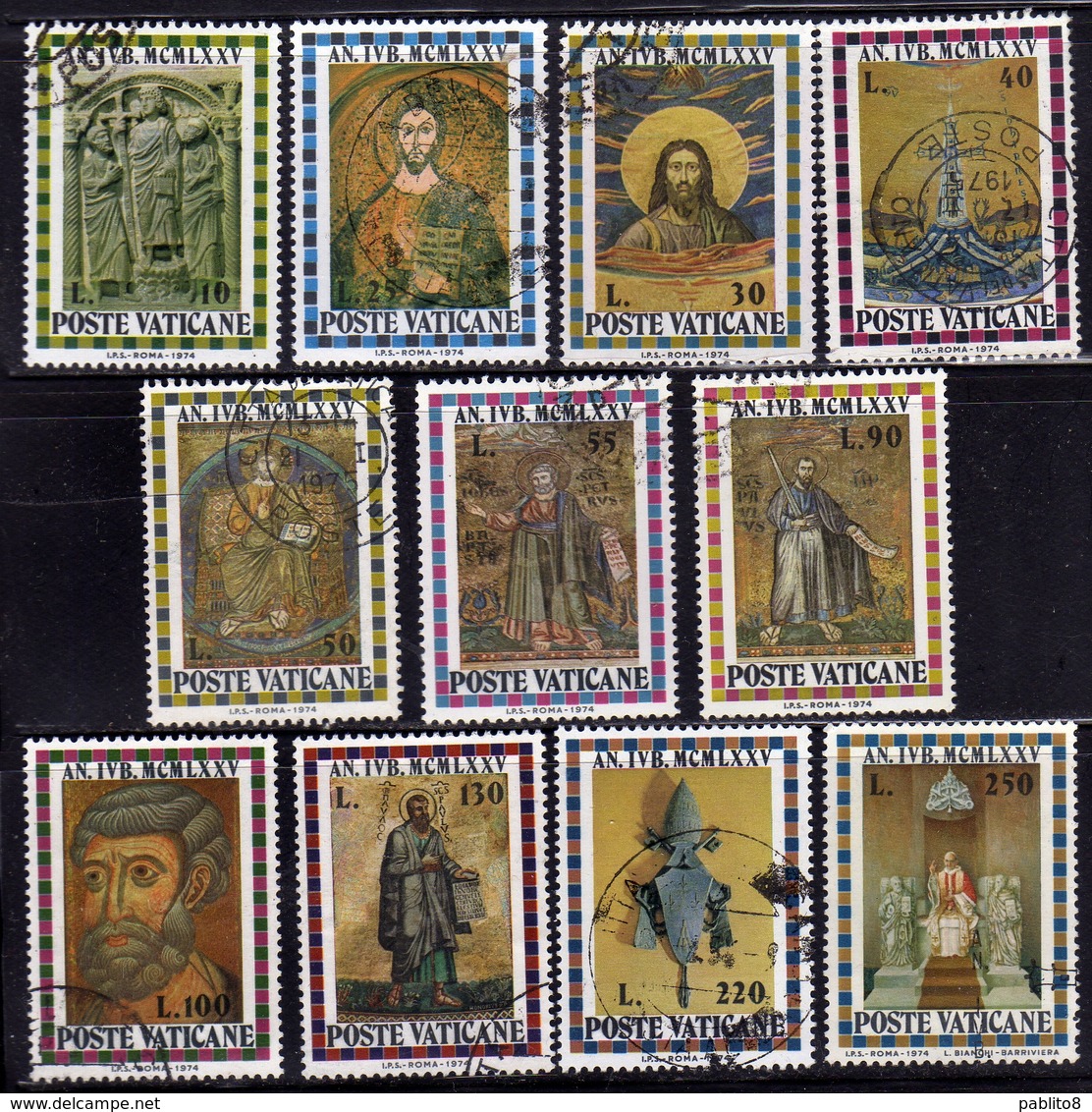 CITTÀ DEL VATICANO VATIKAN VATICAN 1974 ANNO SANTO HOLY YEAR SERIE COMPLETA COMPLETE SET USATA USED OBLITERE' - Usados