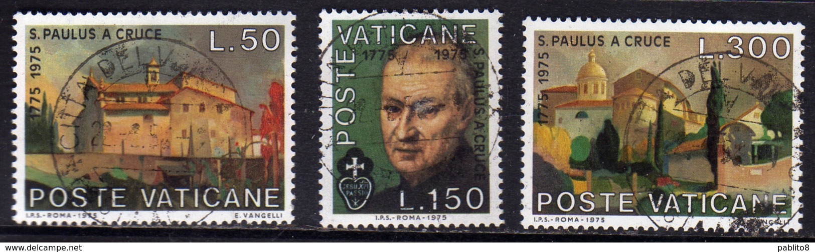 CITTÀ DEL VATICANO VATICAN VATIKAN 1975 S.PAOLO DELLA CROCE SERIE COMPLETA COMPLETE SET USATA USED OBLITERE' - Used Stamps