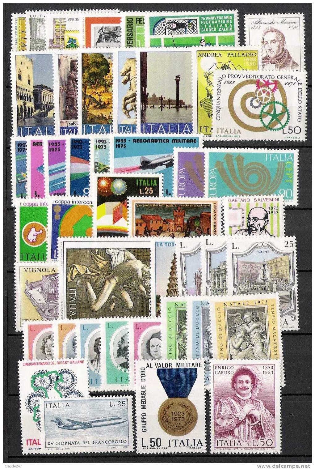 1973 Italia Annata Completa 25 Emissioni - 45  Valori Nuovi Illinguellati MNH - Full Years