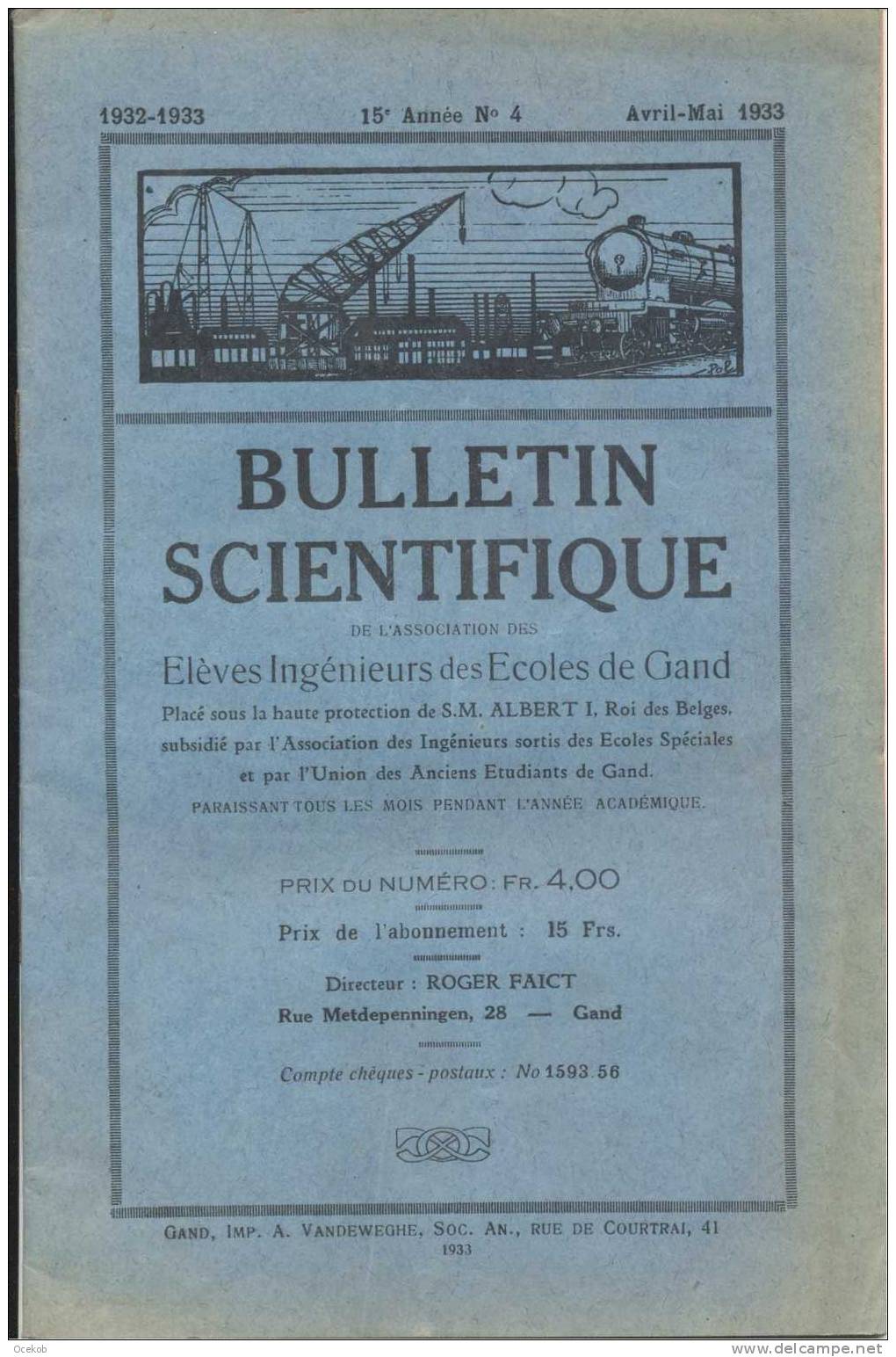 Bulletin Scientifique Gent 1933 - Tijdschrift Ingenieurs - Sonstige & Ohne Zuordnung