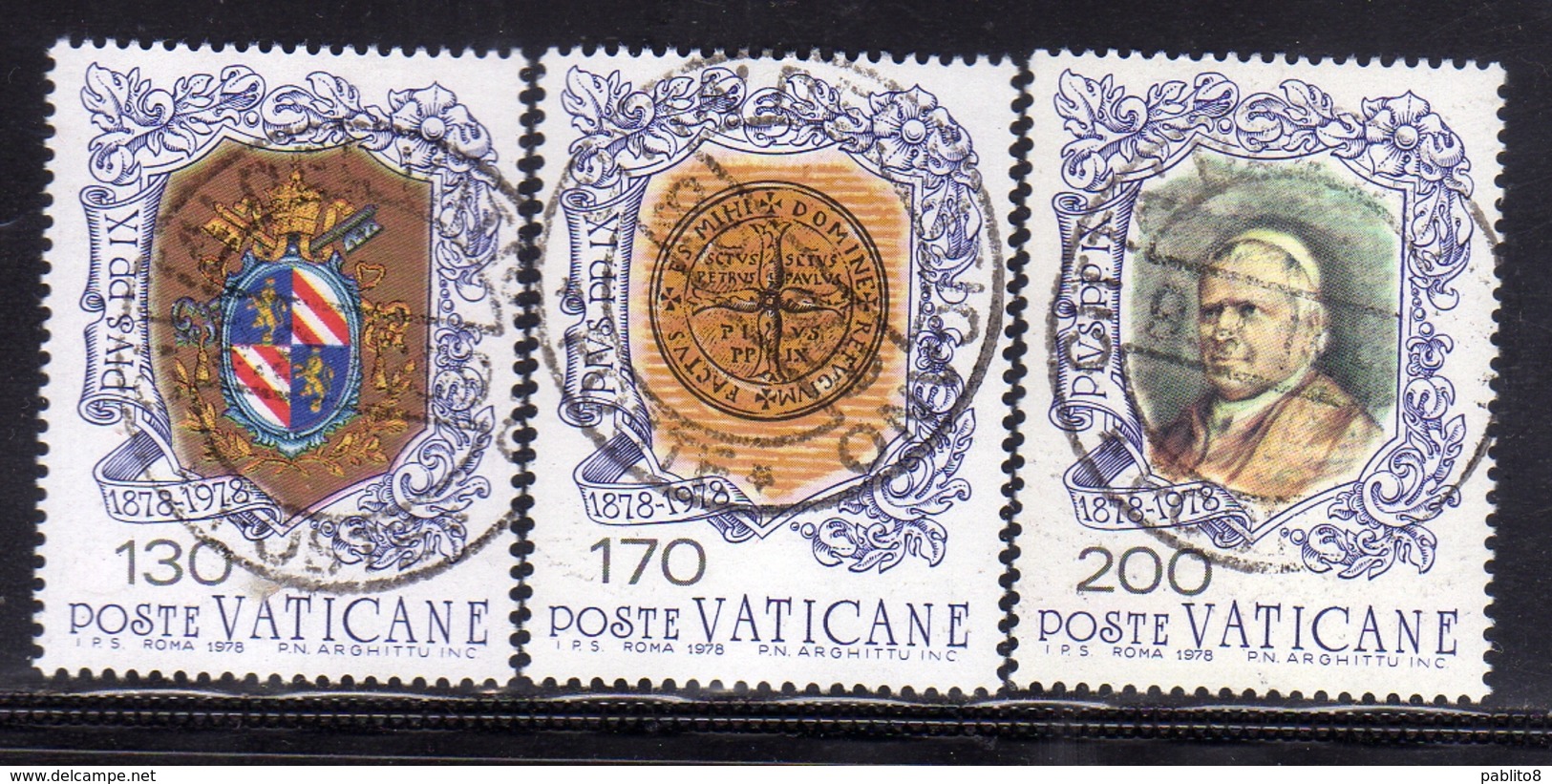 CITTÀ DEL VATICANO VATICAN VATIKAN 1978 MORTE DI PAPA PIO IX PIUS DEATH SERIE COMPLETA COMPLETE SET USATA USED OBLITERE' - Usati