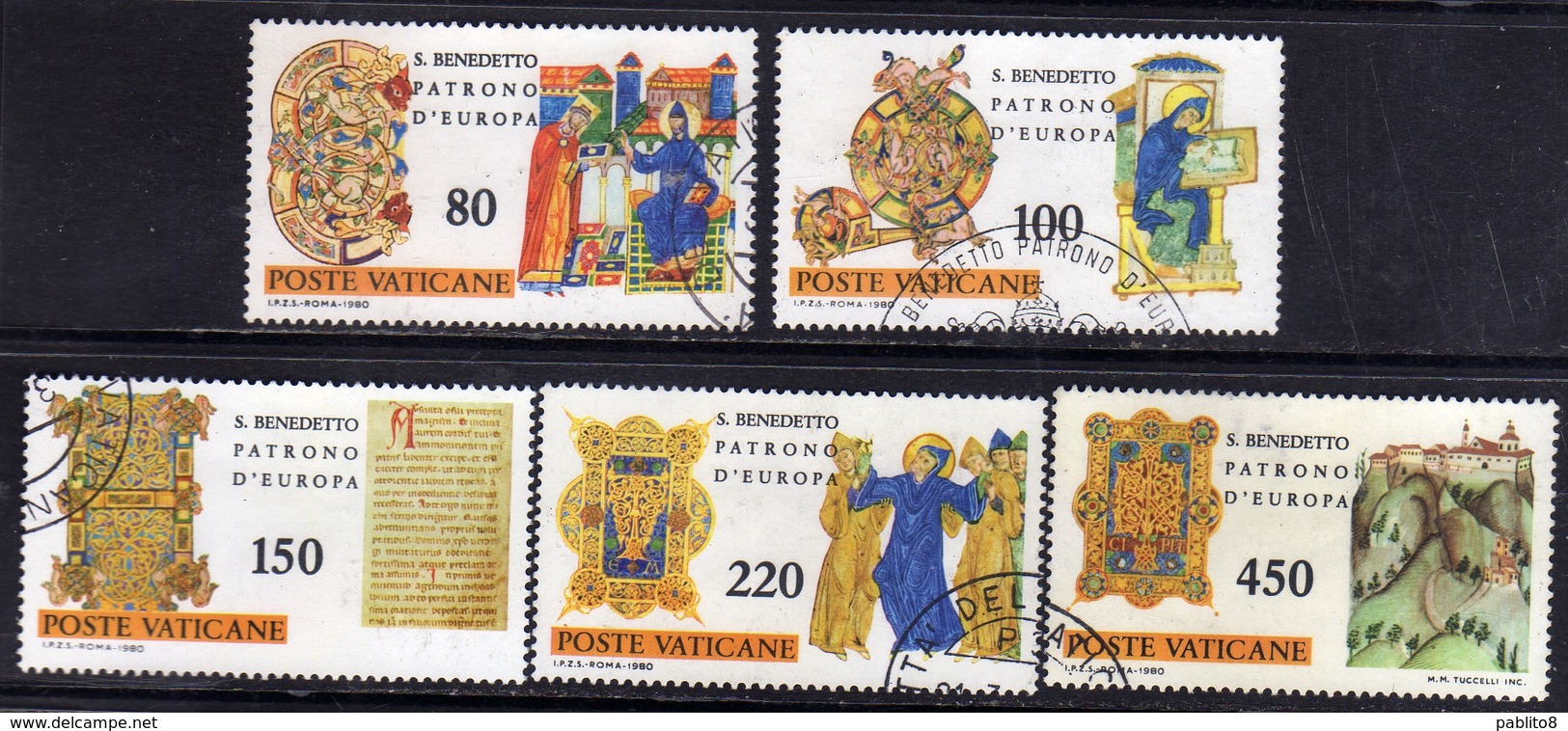 CITTÀ DEL VATICANO VATICAN VATIKAN 1980 SAN S.BENEDETTO PATRONO D'EUROPA SERIE COMPLETA COMPLETE SET USATO USED OBLITERE - Usati