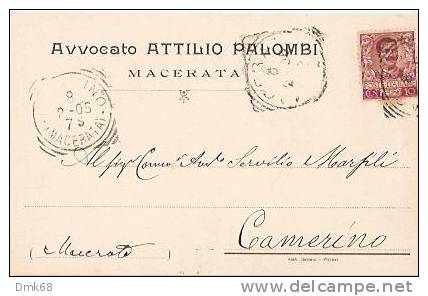 MACERATA - AVVOCATO ATTILIO PALOMBI -  TESTATINA AUTOGRAFA PUBBLICITARIA  - 1905 - Macerata