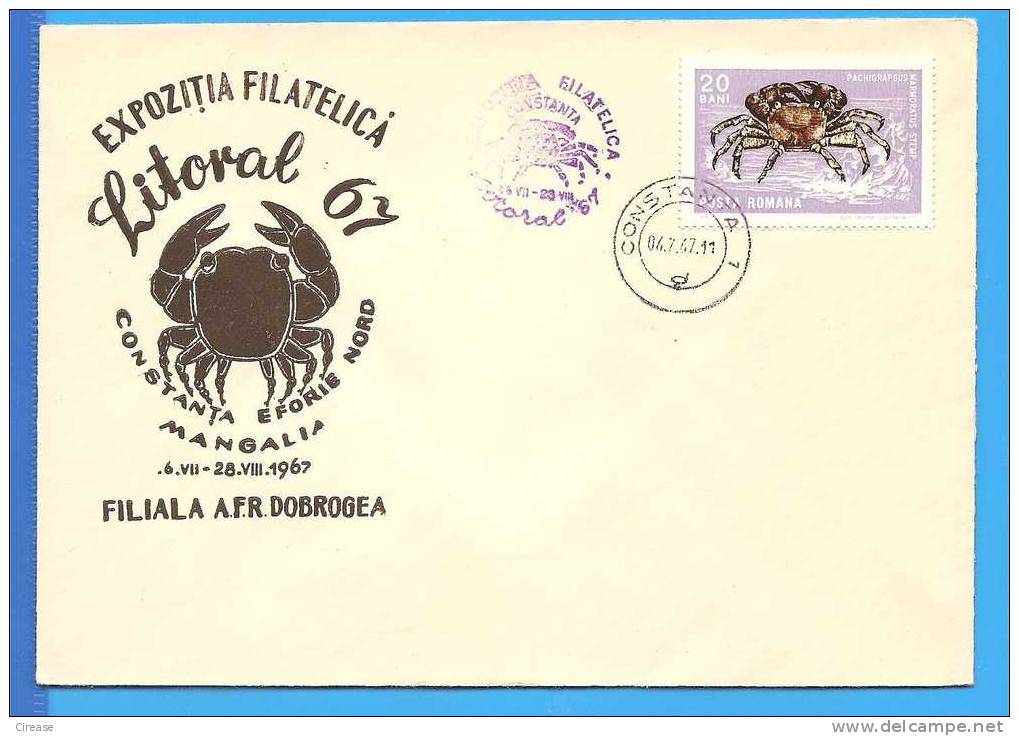 Romania  Cover 1967. Crustaceans, Crab - Crustaceans