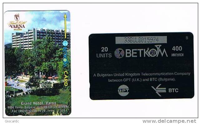 BULGARIA - GPT - BETKOM - 1996 GRAND HOTEL VARNA - CODE 33BULB - USATA (USED) - RIF. 7505 - Bulgarie