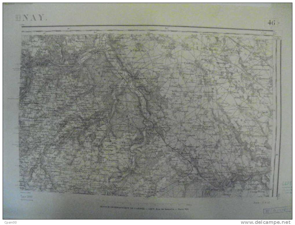 CARTE GEOGRAPHIQUE 27 EURE BERNAY S.E. Type 1889 Noir Et Blanc N° 46 - Cartes Géographiques