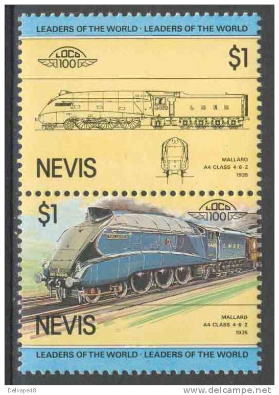 Nevis 1983 Mi 117-118 ** „Mallard“ - A4 Class 4-6-2, Great Britain (1935) - Trenes