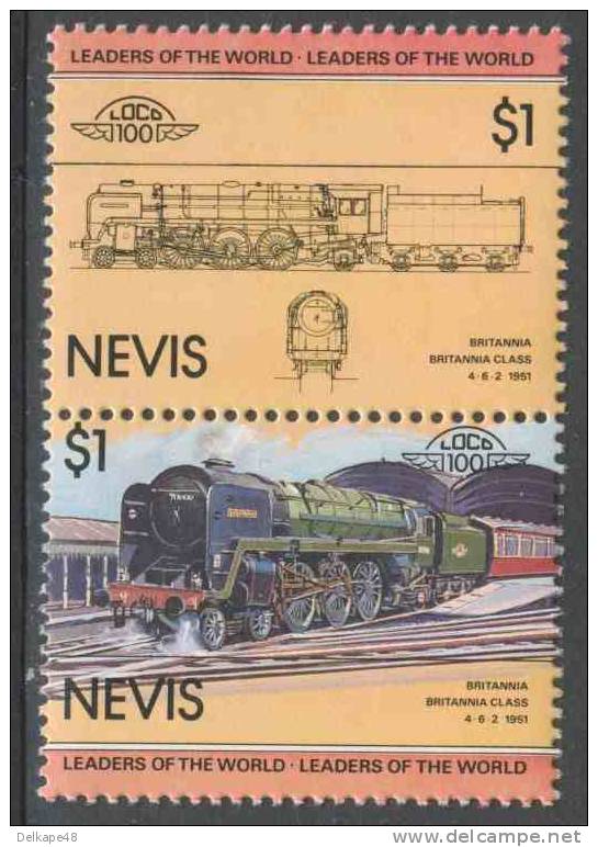 Nevis 1983 Mi 121-122 ** „Britannia“ - Britannia Class 4-6-2, Great Britain  (1951) - Trenes