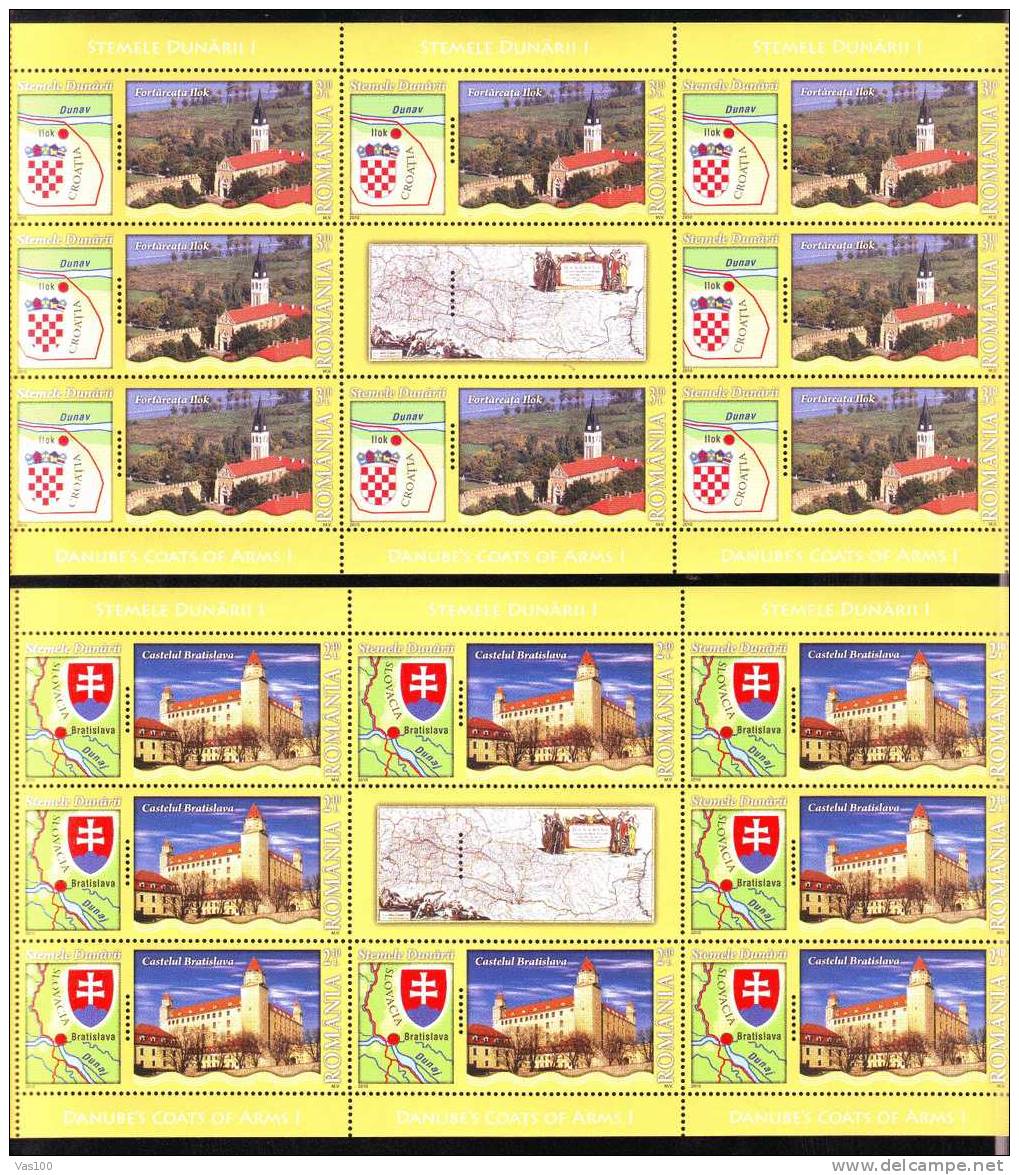 Romania 2010 / Danube´s Coat Of Arms (I) / Minisheet, MNH ** - Full Sheets & Multiples