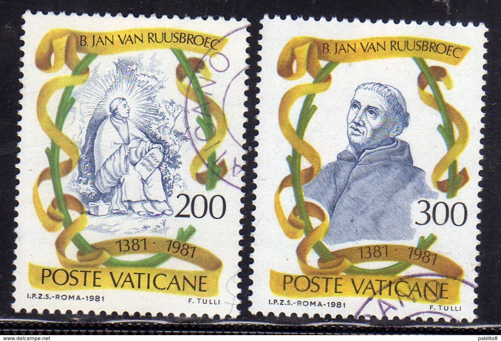CITTÀ DEL VATICANO VATIKAN VATICAN CITY 1981 BEATO JAN VAN RUUSBROEC BLESSED SERIE COMPLETA SET USATA USED OBLITERE' - Used Stamps