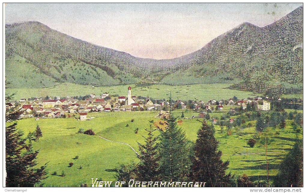 TOP!! VIEW OF OBERAMMERGAU * 1910 **!! - Oberammergau