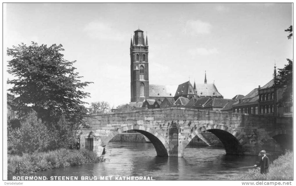 Roermond Steenen Brug Met Kathedraal. Echte Fotografie. Ongelopen. H.Timmermans. - Roermond