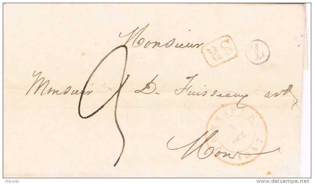 Lettre St. Avec Càd "JEMAPPES/1847" + Boite Rurale "Z" Pour Mons. - 1830-1849 (Belgique Indépendante)