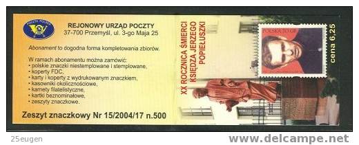 POLAND JERZY POPIELUSZKO WATER 2004  Booklet  MNH - Booklets