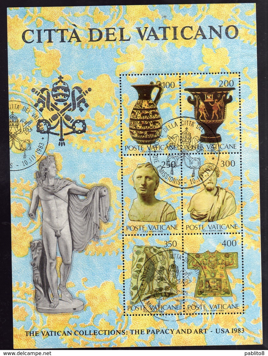 VATICANO VATIKAN VATICAN 1983 COLLEZIONI VATICANE D'ARTE IN USA COLLECTIONS ART BLOCCO FOGLIETTO BLOCK SHEET USATO USED - Blocchi E Foglietti