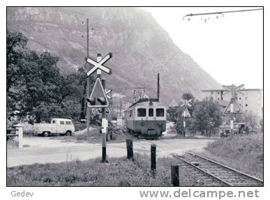 Chemin De Fer, Train Passage à Niveau Près Biasca 1973, Bus VW, Photo Todt BVA 210.4 BA - Biasca