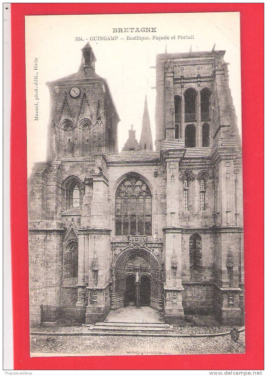 °°° CPA 22  GUINGAMP-- FACADE ET PORTAIL DE LA BASILIQUE NOTRE DAME DE BONS-SECOURS MORE Guinguamp LISTED FOR SALE - Guingamp