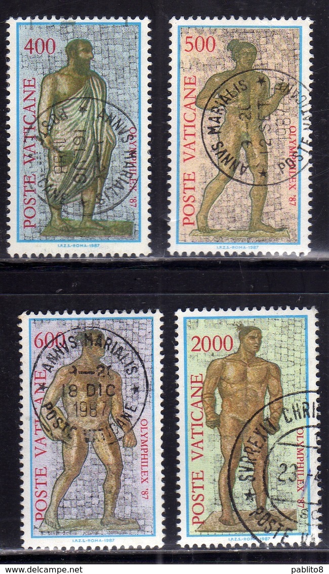 CITTÀ DEL VATICANO VATICAN VATIKAN 1987 ESPOSIZIONE DI FILATELIA OLIMPICA OLYMPHILEX 87 ROMA SERIE COMPLETA USATA USED - Used Stamps