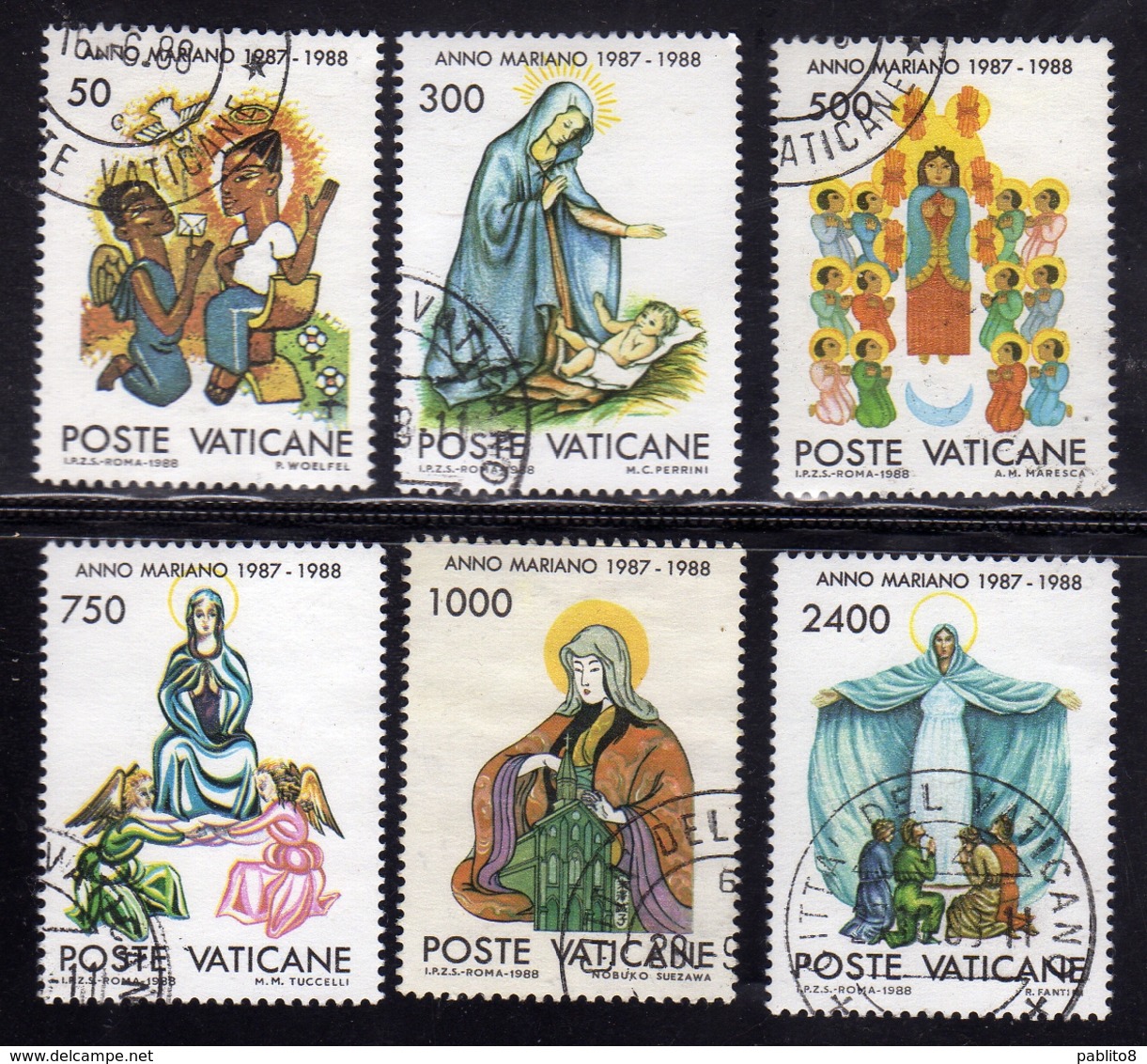 CITTÀ DEL VATICANO VATIKAN VATICAN 1988 ANNO MARIANO MARIAN YEAR SERIE COMPLETA COMPLETE SET USATA USED OBLITERE' - Used Stamps