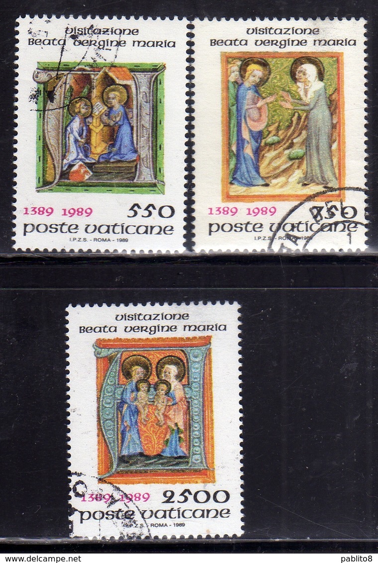 CITTÀ DEL VATICANO VATICAN VATIKAN 1989 FESTA DELLA VISITAZIONE VISITATION FEAST SERIE COMPLETA SET USATA USED OBLITERE' - Used Stamps