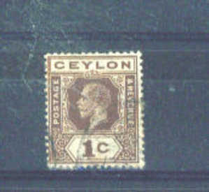 CEYLON -  1912 George V 1c  FU - Ceylon (...-1947)