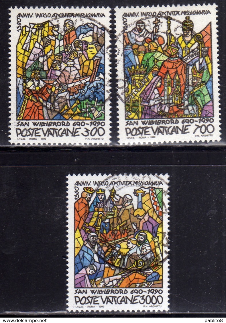 CITTÀ DEL VATICANO VATICAN VATIKAN 1990 ATTIVITÀ MISSIONARIA S. WILLIBRORD MISSIONARY ACTIVITY SERIE COMPLETA USATA USED - Used Stamps