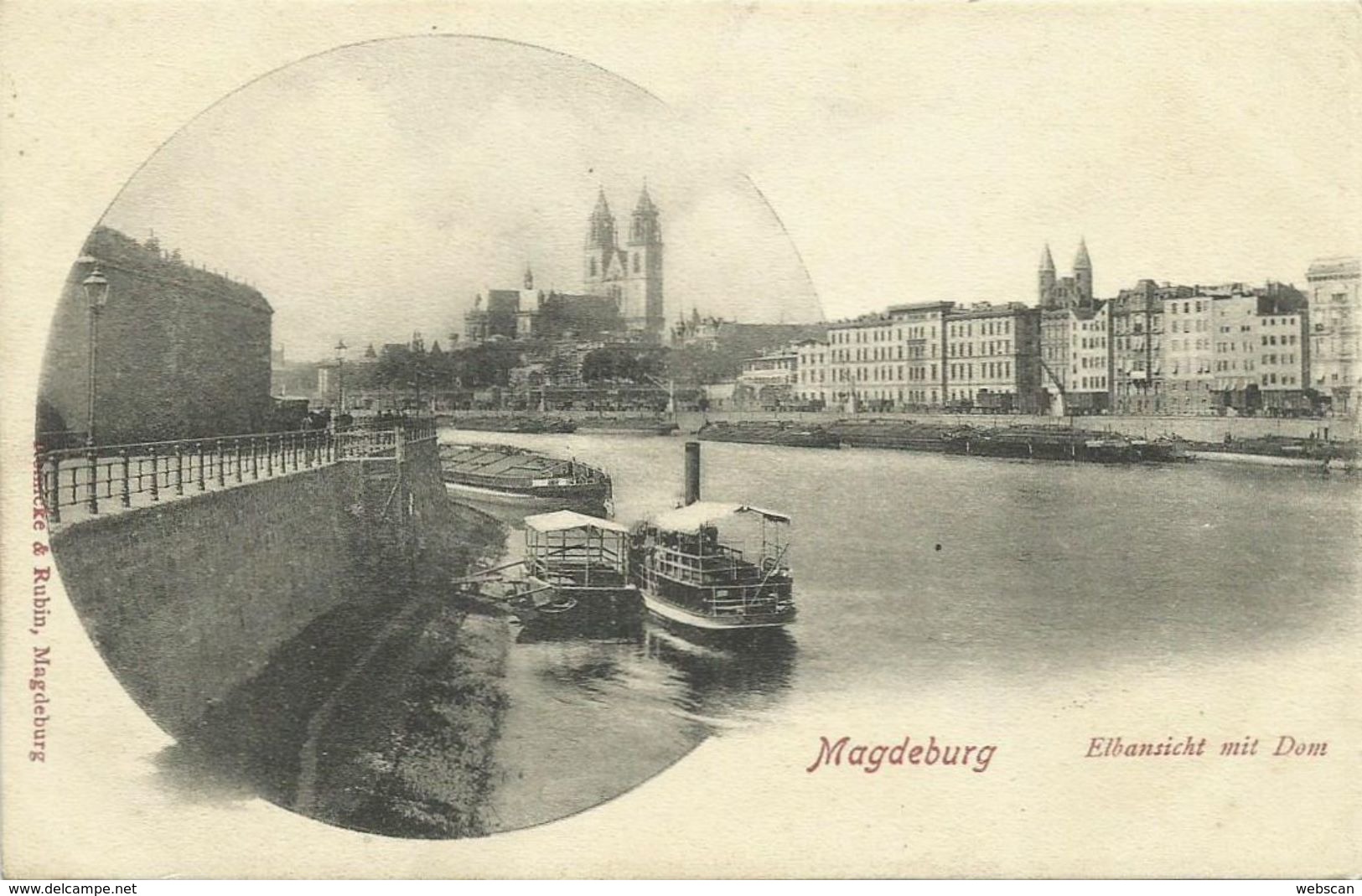 AK Magdeburg Elbansicht Schiffe Dom ~1905 #23 - Magdeburg