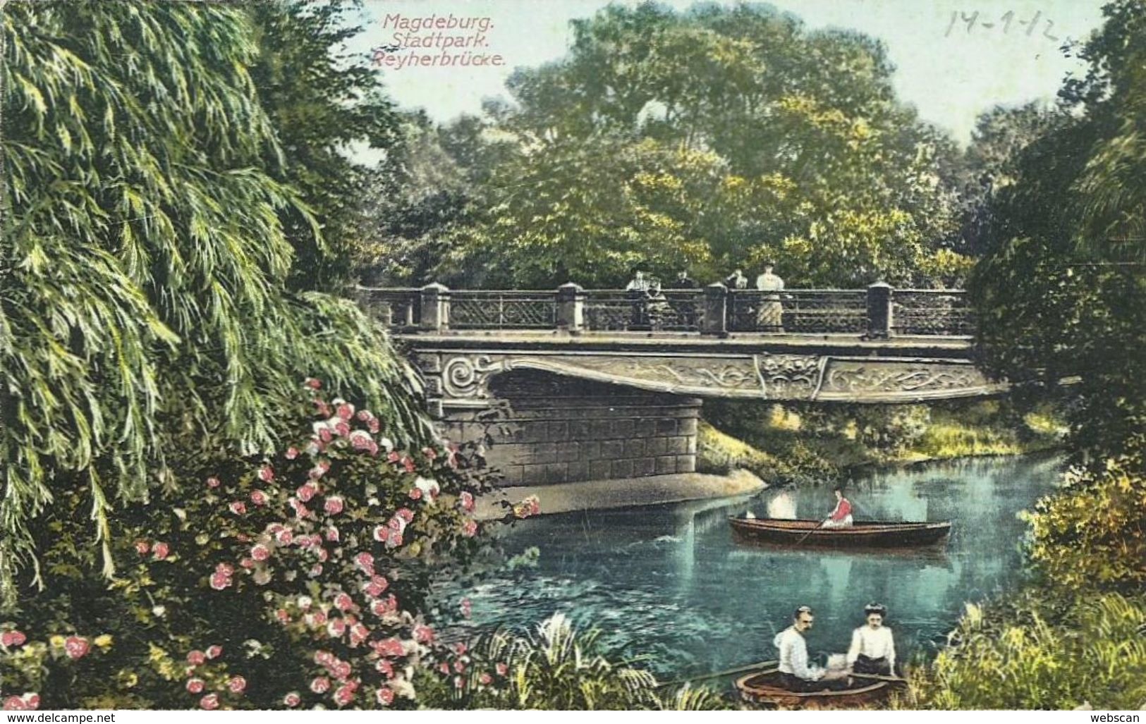 AK Magdeburg Stadtpark Reyherbrücke Color 1912 #39 - Maagdenburg
