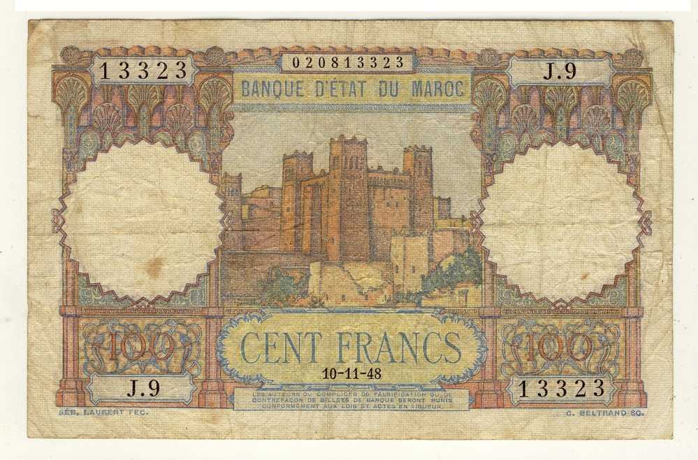 MAROC -  MOROCCO  -  100 Francs  -  10/11/48  -  P.45 - Marocco