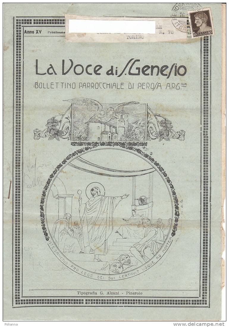 C0227 LA VOCE Di S.GENESIO - PEROSA ARGENTINA 1937 - VG 10 Cent. Regno - Godsdienst