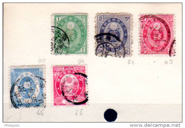 1879-83, Fleurs De Cerisier,  61-62-63-65-66  Tous Ø,   Cote 35 &euro;, - Oblitérés