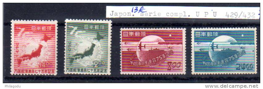 75° De L’U.P.U, 429 / 432*   Charnière, Cote 55 €,   Hinged Mint OG - Unused Stamps