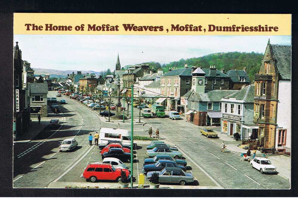 RB 642 - 2 Postcards & Map Details (Joined As Triplet) Moffat Weavers Dumfriesshire Scotland - Bagpipes - Clothing - Dumfriesshire